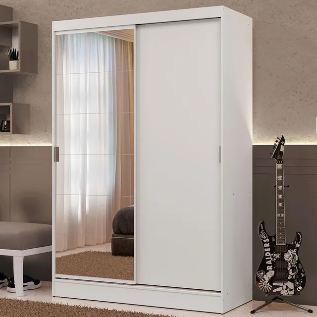 Ropero Luke 2 Puertas Corredizas 1 Espejo Blanco Blanco