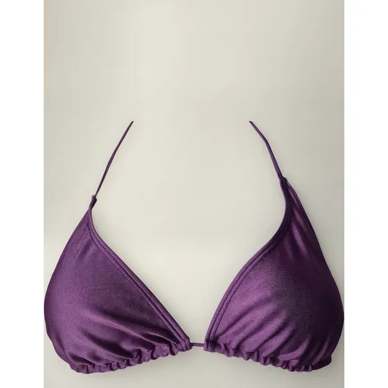 Corpiño Triangulito Bikini Mujer Lycra Brillosa Sexy Violeta Claro Brilloso 85
