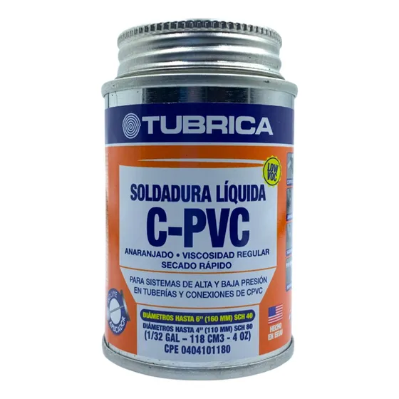 Pega Soldadura Tubería Cpvc Alta Y Baja Presión 1/32 Galón