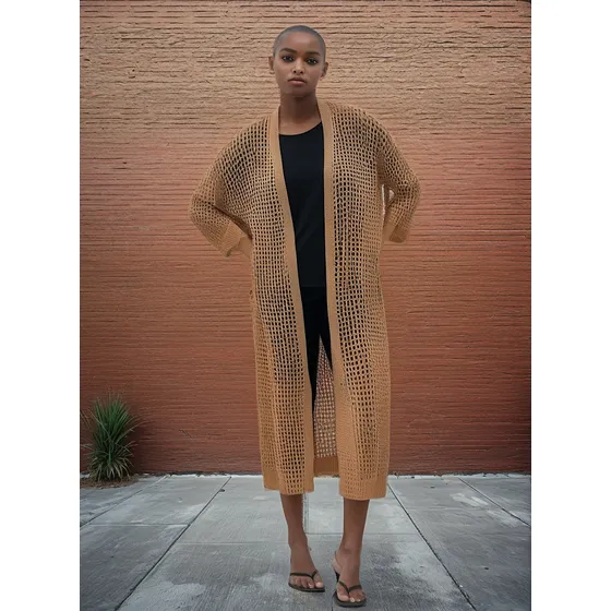 Cardigan Largo Calado Juniper Knitwear Mujer