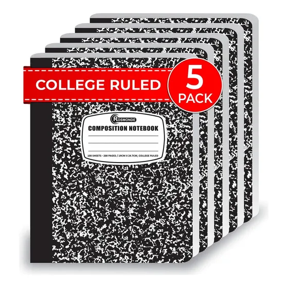Paquete De 5 Cuadernos De Rayas Universitarias, 200 Págin...