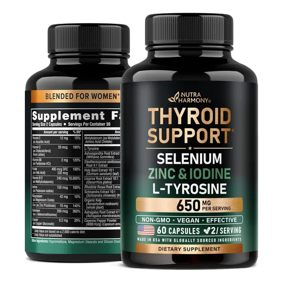 Thyroid Support Suplemento Tiroideo Con Selenio, Zinc,yodo +