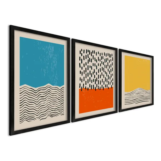 Mural Triptico Deco Colores Con Marco 60x84 Cm Set X3 Soyfan
