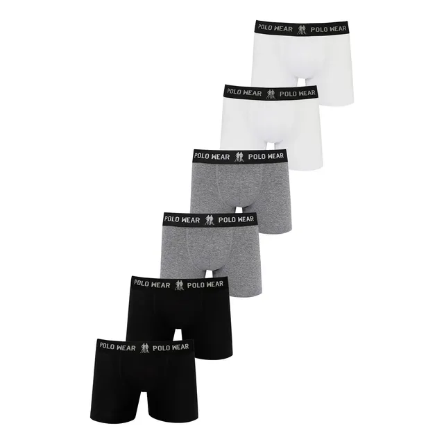Kit com 6 Cuecas Boxer de Algodão Polo Wear