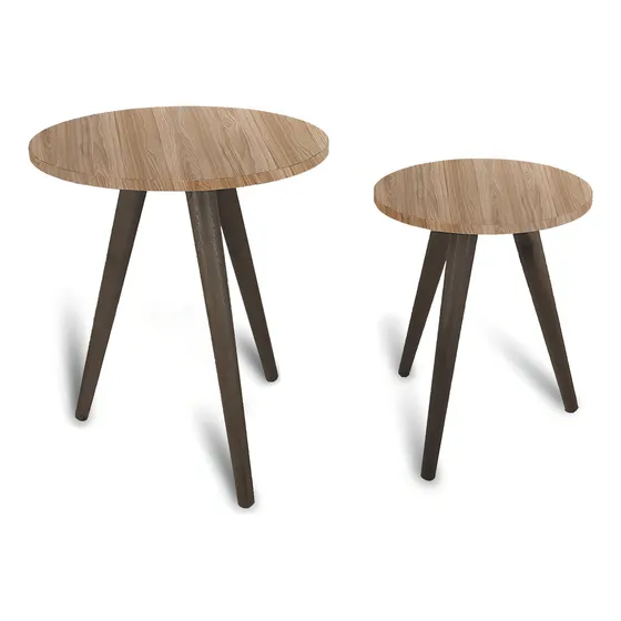 Jogo De Mesa Redonda Retro De Canto Pé Palito Par Tripe Mdf Cor Jade