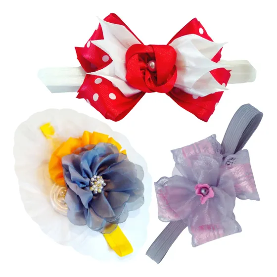 Pack De 3 Cintillos, Lazos, Bandanas Elásticas, Niñas, Bebés