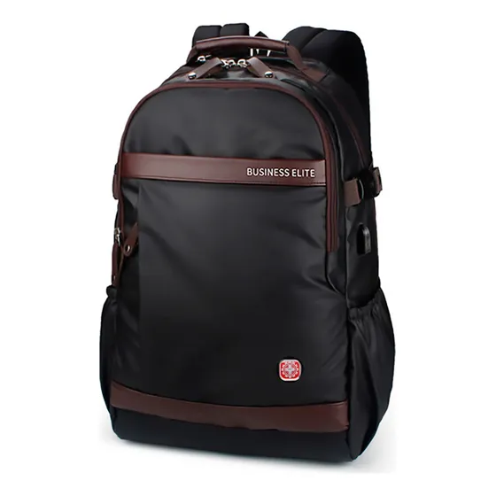 Mochila Usb Executiva Masculina Notebook Universitária Cor Marrom Desenho Do Tecido Lisa