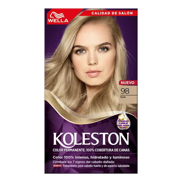 2 Pzs Koleston Tinte Permanente Dama 98 Plata Tono Sin tono