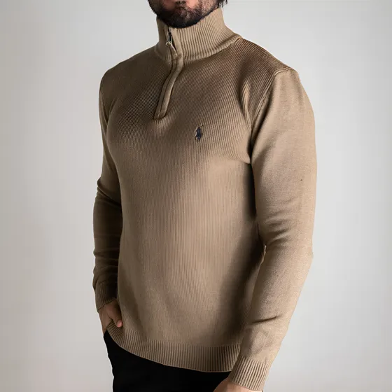 Suéter Ralph Lauren Masculino Zíper Bege