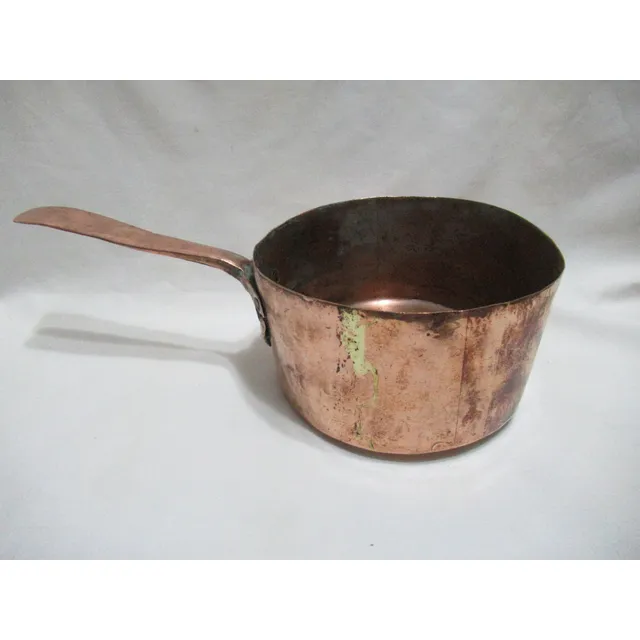 Antigua Sartén Cacerola Cobre Con Asa De Bronce 2 Litros