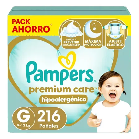 Pañal Pampers Premium Care Tamaño G 216 Un