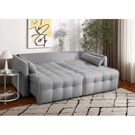Sofá Cama Retrátil Linho Com Rinheira Bom Pastor Innova Cor Linho Cinza