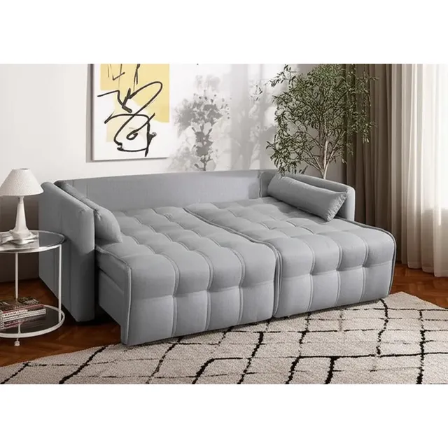 Sofá Cama Retrátil Linho Com Rinheira Bom Pastor Innova Cor Linho Cinza