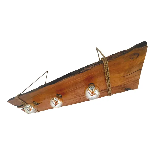 Lampara 3 Ampolletas Globo Vintage Roble Durmiente / Hb Led 