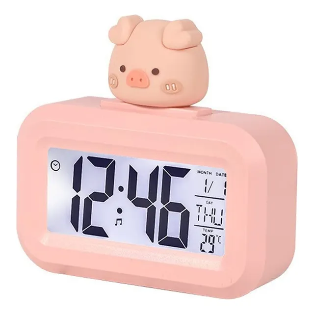 Reloj Despertador Para Niño Bonito Cerdo Dibujo Animado Led