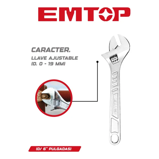 Llave Ajustable / Llave Inglesa De 6 Pulgadas Emtop