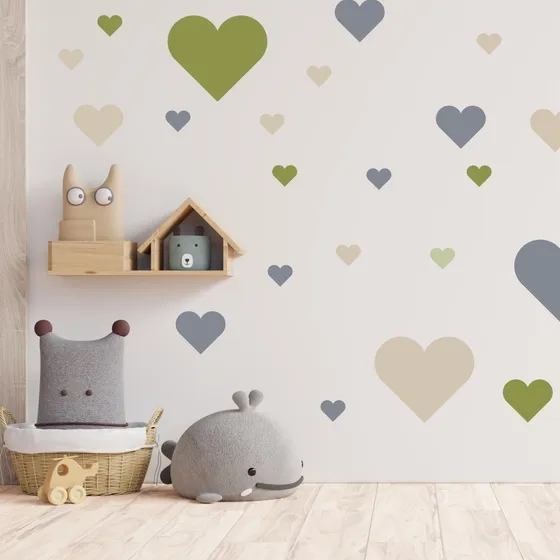 Corazones Para Pared Habitación Infantil X64 Unidades