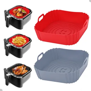 Kit 2 Formas Silicone Antiaderente ReutilizĂĄvel Air Fryer Kit 2 Formas Silicone Antiaderente ReutilizĂĄvel Air Fryer