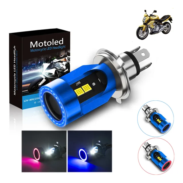 Faros Led Para Moto H4 9003 Hb2 Ojos De Angel 12v-80v 60w