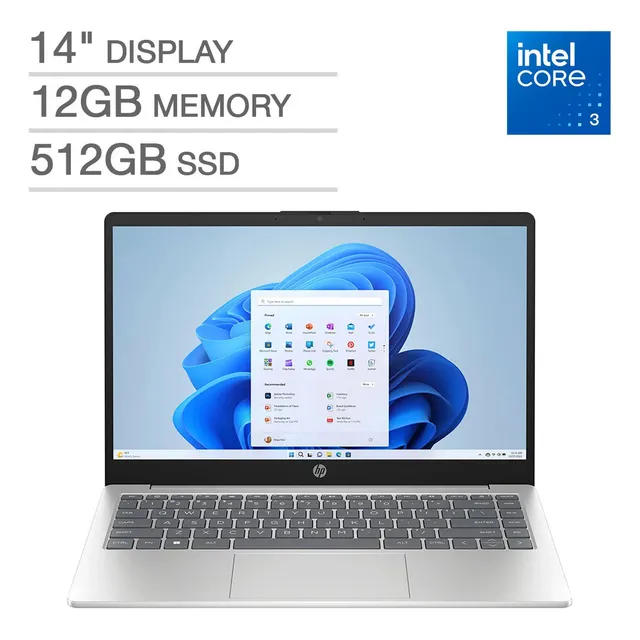 Portátil HP 14 Intel Core i3-100U 12 GB de RAM 512 GB SSD Windows 11 Home 1080p Full HD portátil