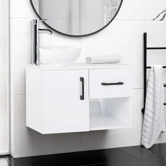 Mueble Kit Para Baño Gabinete Organizador Con Monomando Lavabo Color Blanco Kingshouse