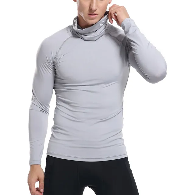 Camisa Compresion Manga Larga Cuello Alto Para Hombre
