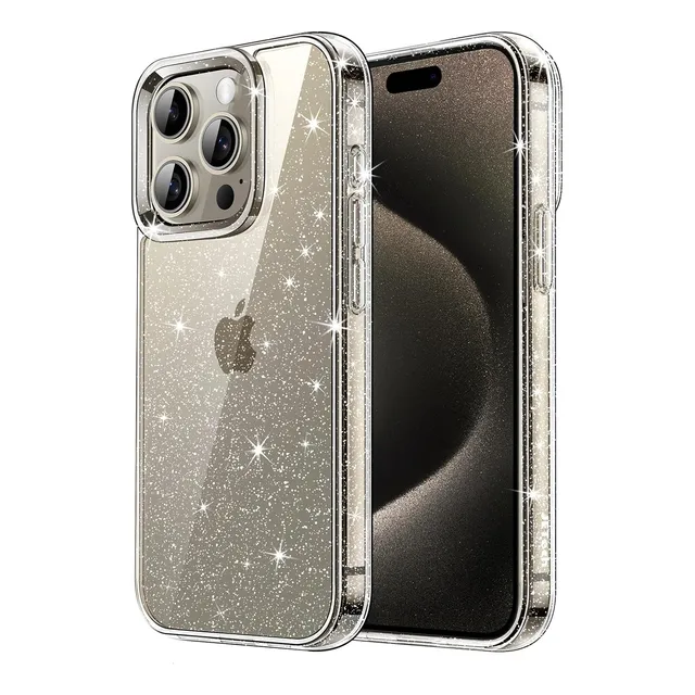 Funda Para iPhone Transparente Con Brillos Glitter Anti-amarillo