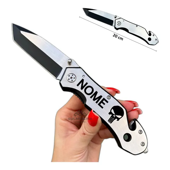 Canivete De Bolso Inox Tático Personalizado C/ Nome Ou Logo