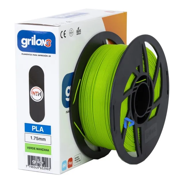 Filamento 3D Grilon3 PLA 850 de 1.75mm y 1kg Verde Manzana