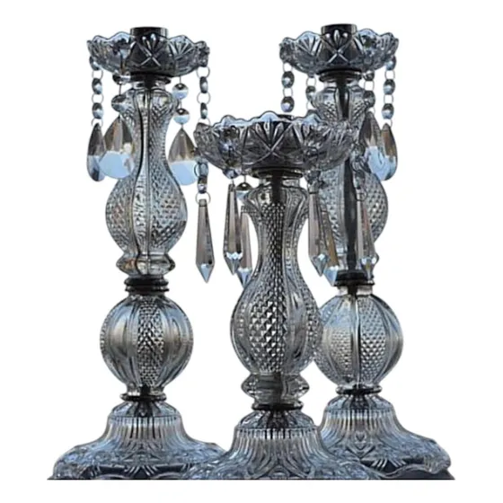 Candelabro De Vidrio Con Caireles 35,45 Cm