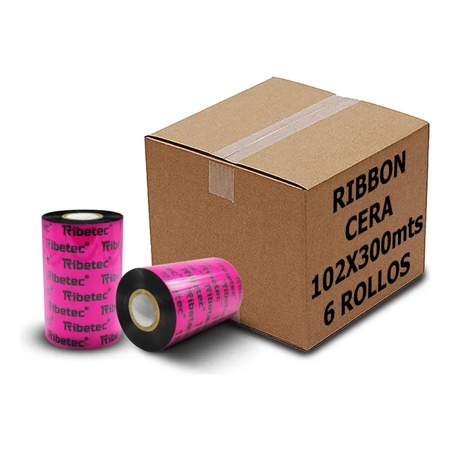 6 Ribbon De Cera 102x300 Mts Para Impresora De Etiquetas C1 