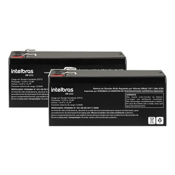2x Bateria 12 V 1,2ah P/ Alarme De Incêndio Xb1212 Intelbras