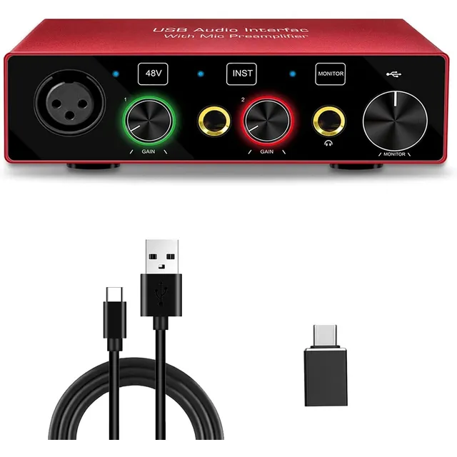 Interfaz De Audio Usb Con Preamplificador De Microfono Para