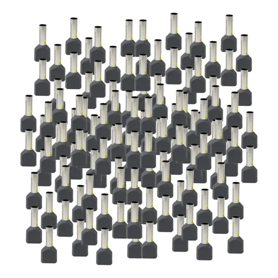 Terminal Ilhós Tubolar Duplo 2x1,5mm 15a Preto  Pct C/100pçs