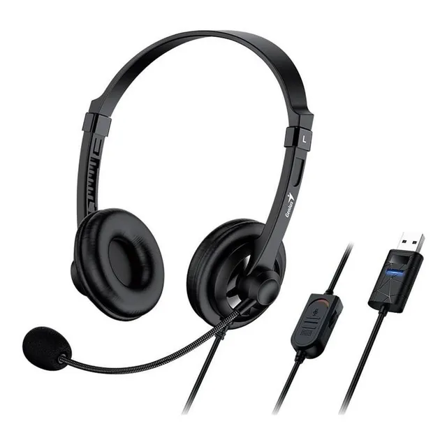 Audifono Usb Con Microfono Genius Hs-220u Negro
