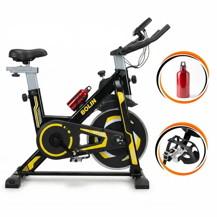 Bolin Bicicleta Ergométrica Spinning Silencioso Fitness Equipamento Inteligente Treino Aeróbico Ginásio Interior Volante Inércia 10kg Suporte 150kg Preto