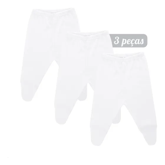Kit 3 Culotes Mijão Branco Rn-p Algodão Pezinho Benvenuto