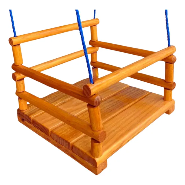 Balanço Madeira Infantil Cadeira Corda Nylon Suspensa Jardim