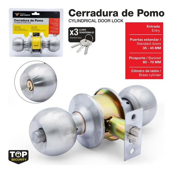 Cerradura De Pomo Plata Security 