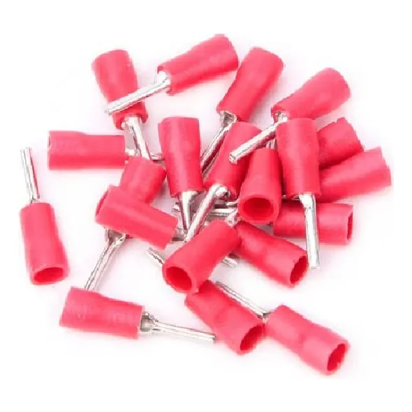 Kit 100 Terminais Pino Agulha Isolado Vermelho 10mm
