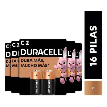 Pack 16 Pilas Alcalina Duracell Tamaño C