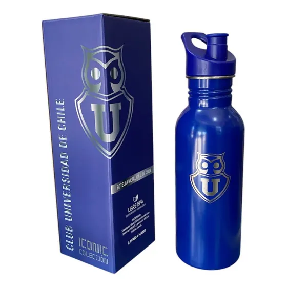 Botella Metalica Universidad De Chile 600ml Keep Futbol Color Azul