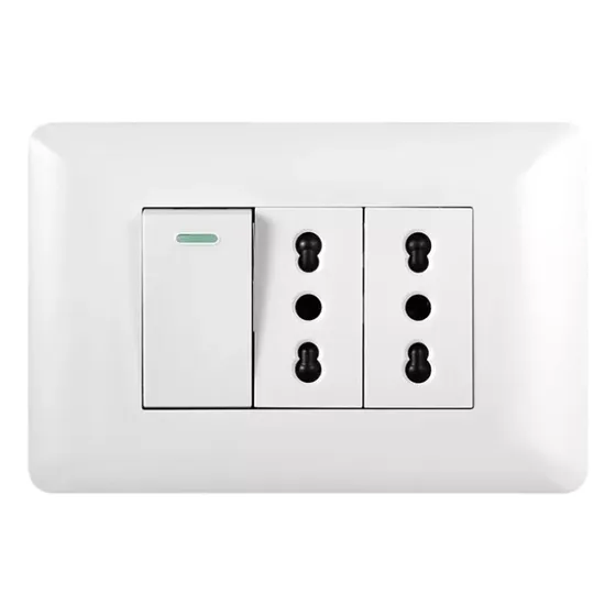 Tomacorriente Doble 10/16a + Interruptor Simple 10a Want Color Blanco