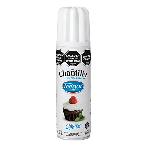 Crema Chantilly Clásica Spray Tregar Sin Tacc X 250 Ml