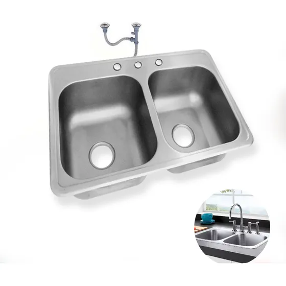 Fregadero O Lavaplatos  Doble Tina Acero Inox Gb-589
