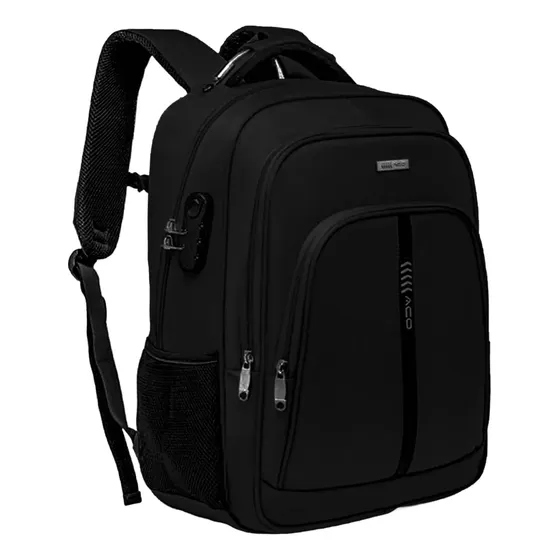 Mochila Notebook Cabo De Aço - Cabo Usb/fone Ouvido Imperm. Cor 2103 Preta