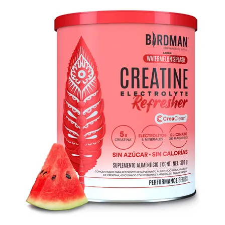 Birdman Creatine Refresher | Creatina Monohidratada Con Electrolitos, Magnesio Y Vitaminas | Watermelon Splash | 30 Porciones