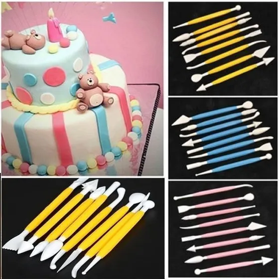 Set 8 Molde Utensilio Repostería Decoración Torta, Arcilla 