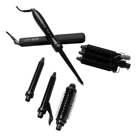 Set Plancha Rizador Waflera Ferro Cepilllo Beauty Creations Color Negro Set Plancha Rizador Waflera Ferro Cepilllo Beauty Creations Color Negro