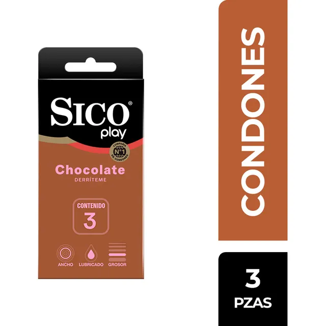 Sico® Play Mix, Condones Texturizados Sabor Chocolate, 3 pz